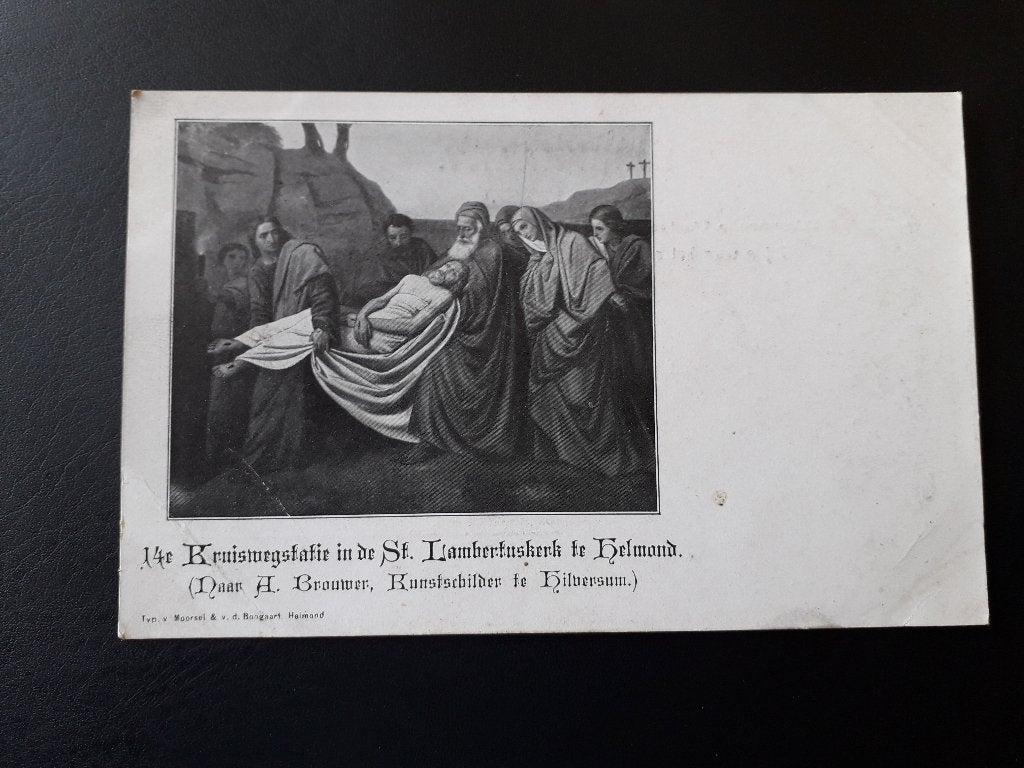 14e Kruiswegstatie in de St. Lambertuskerk Helmond, Ophalen, Voor 1920, Ongelopen, Noord-Brabant