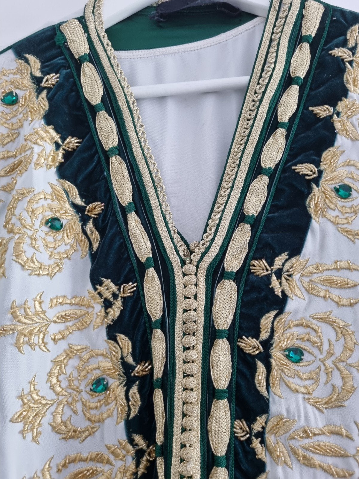 Prachtige Marokkaanse Takshita/Kaftan - Groen/Goud, Maat 38/40 (M), Overige typen, Ophalen of Verzenden, Groen