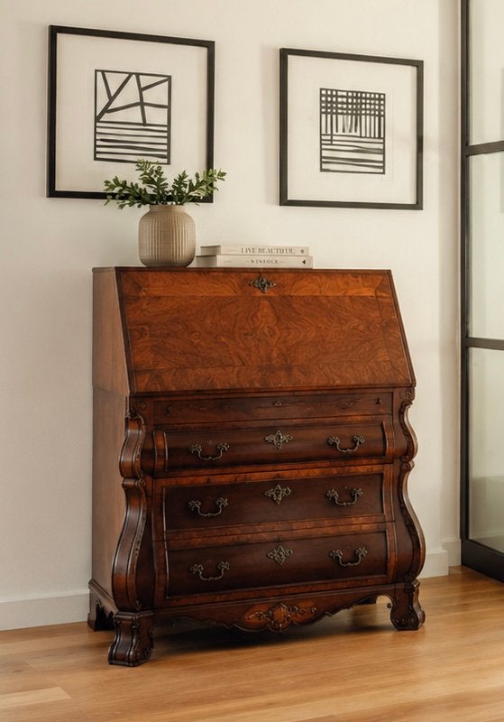 Antiek Biedermeier secretaire bureau, zeer mooi, mahoniehout, Ophalen