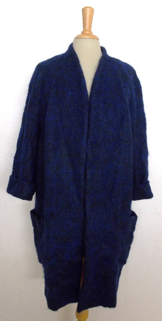 Mohair wol handmade vest van Rinske Borst Leegwater! L/XL, Verzenden, Zo goed als nieuw, Maat 42/44 (L), Blauw