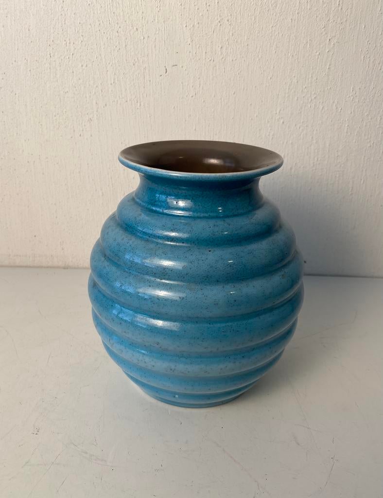 Mosa Maastricht blauw keramiek vaas , jaren 60, Ophalen of Verzenden, Huis en Inrichting