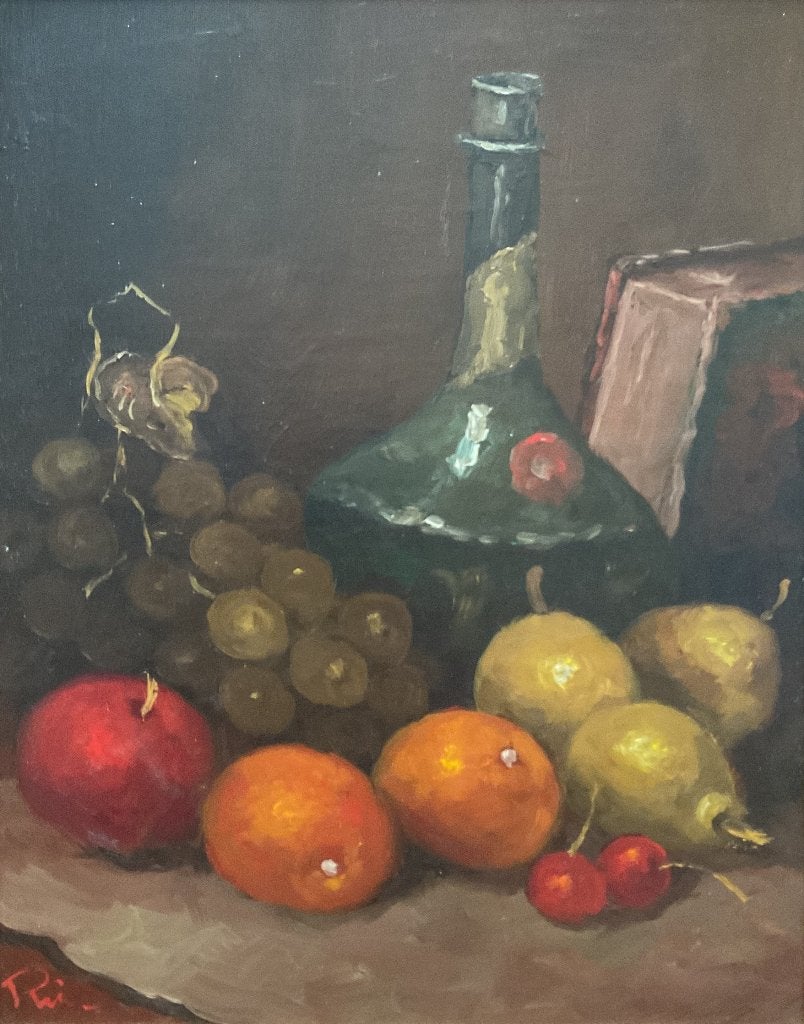 Roel Wildeboer (1902-1989) - Stilleven met fruit (1981), Antiek en Kunst, Kunst | Schilderijen | Klassiek, Paneel, Stilleven, Ophalen of Verzenden