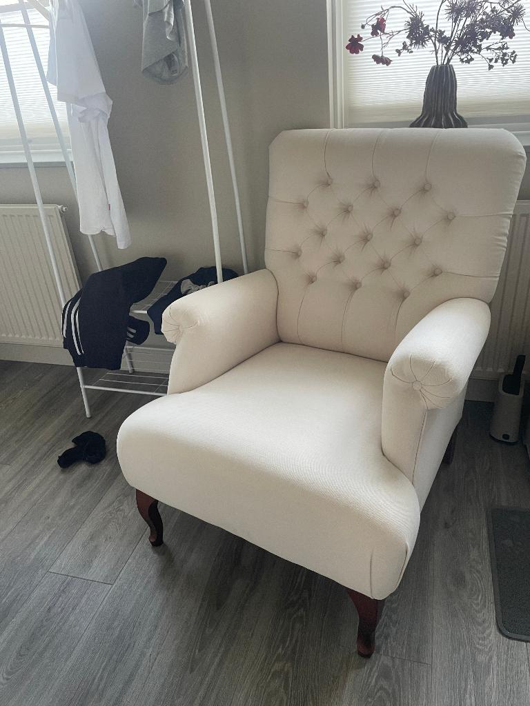 Fauteuil Ashton, Huis en Inrichting, Fauteuils, Zo goed als nieuw, Hout, Stof, 75 tot 100 cm, 75 tot 100 cm, Ophalen