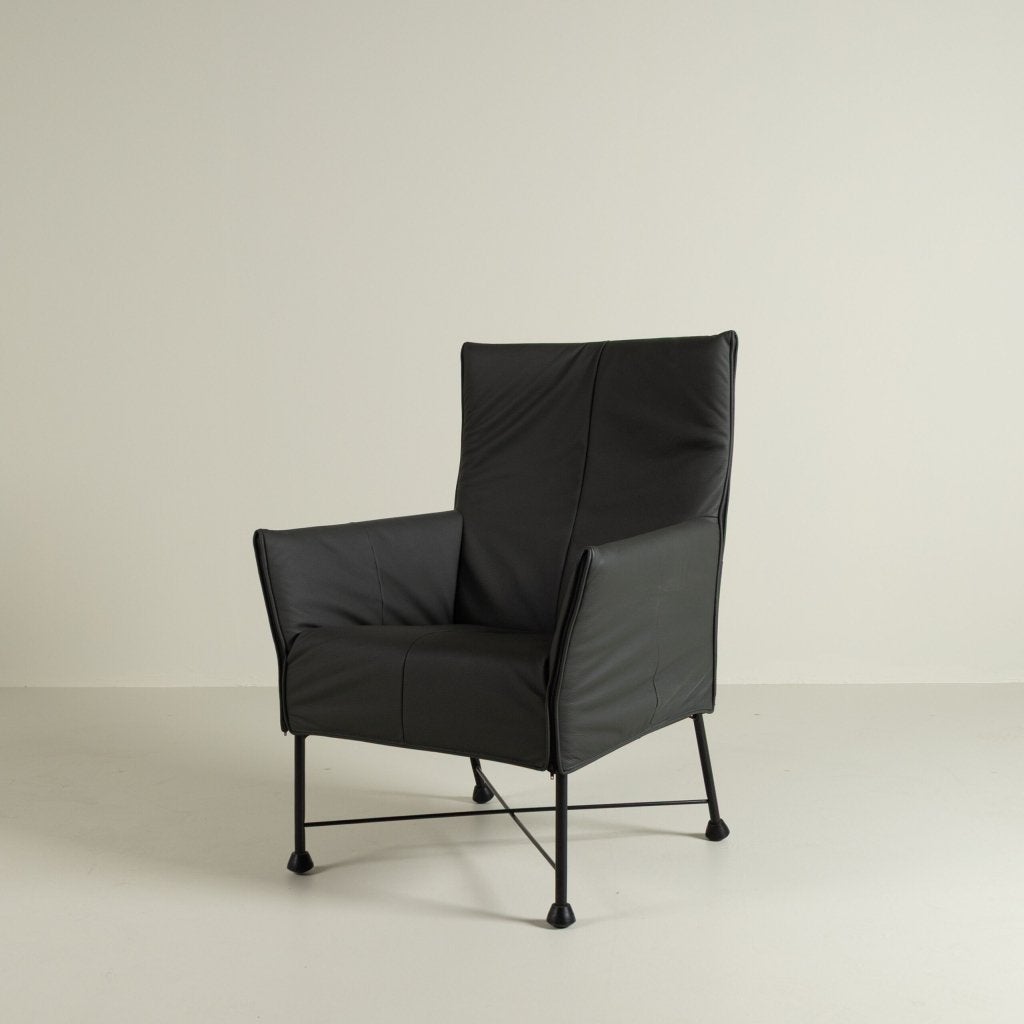 Montis Charly Fauteuil Verde Groen Leer - Zwart (Op Doppen), Niet ingevuld, Zo goed als nieuw, Niet ingevuld, Niet ingevuld