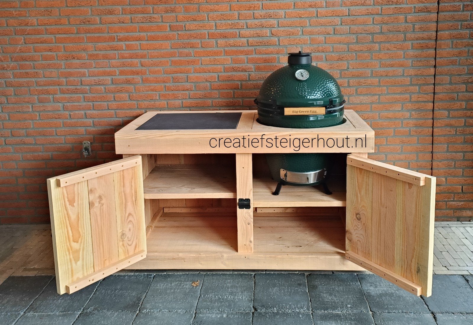 Buitenkeuken douglas met wielen kamado bastard green egg ei, Verzenden, Nieuw, Houtskool, Inbouw