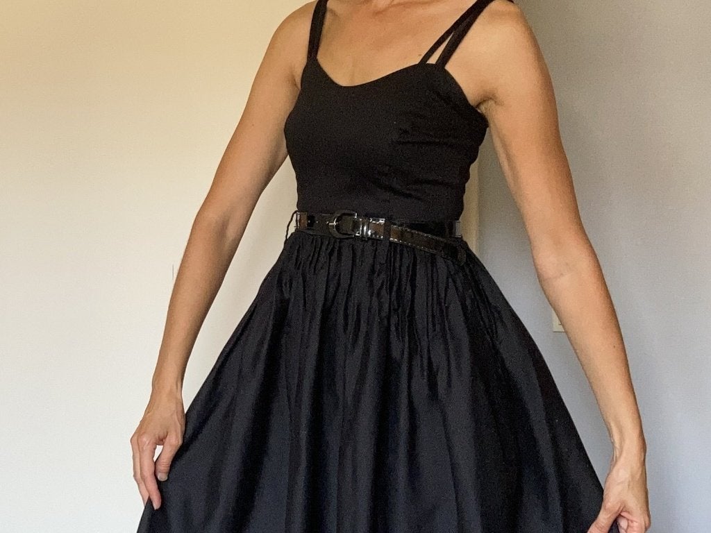 Collectif Vintage Zwarte Swing Dress XS, Kleding | Dames, Zwart, Ophalen of Verzenden, Zo goed als nieuw, Knielengte