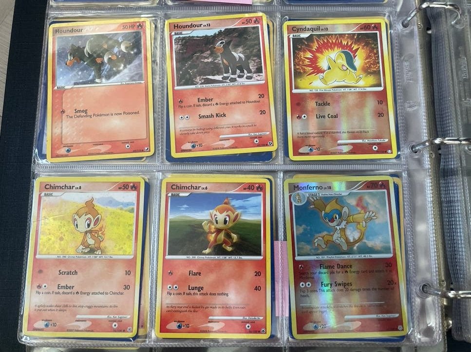 Pokémon Kaarten Collectie: Chimchar, Houndour, Monferno, Cyn, Ophalen of Verzenden, Gebruikt, Meerdere kaarten