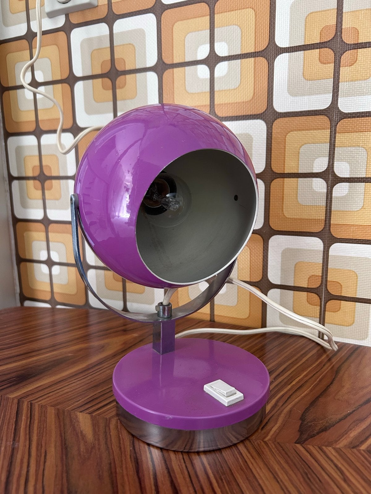 Vintage Space Age Tafellamp - Paars Bol Design, Ophalen of Verzenden