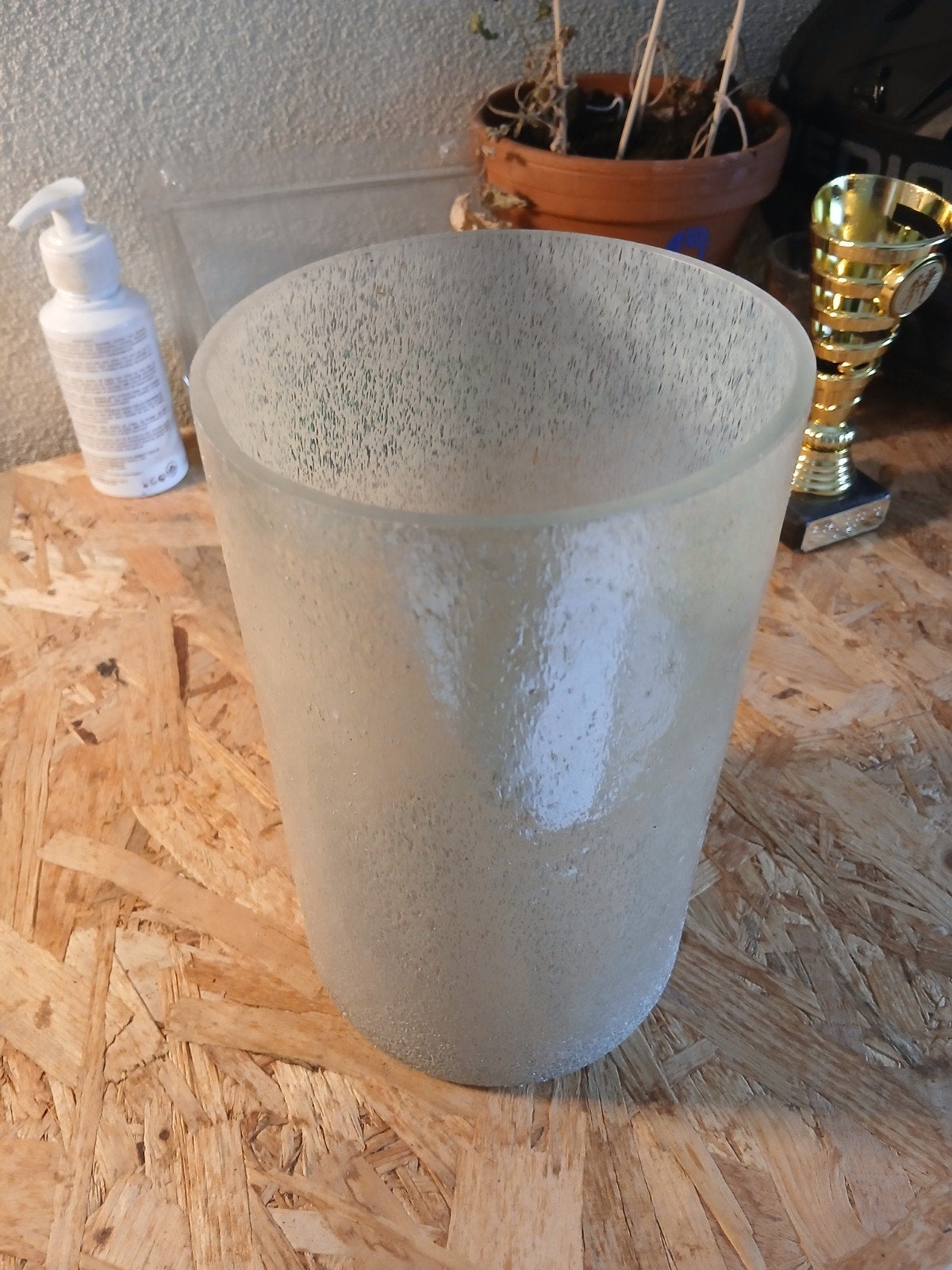 Decoratieve glazen vaas/pot met gespikkeld effect, Ophalen of Verzenden