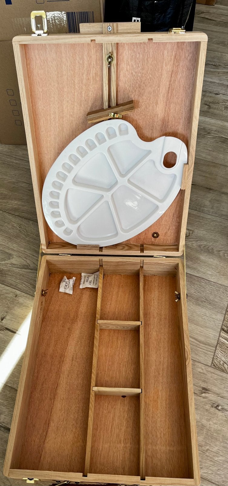 Houten schilderkoffer met palet - Zo goed als nieuw, Ophalen, Zo goed als nieuw, Overige typen