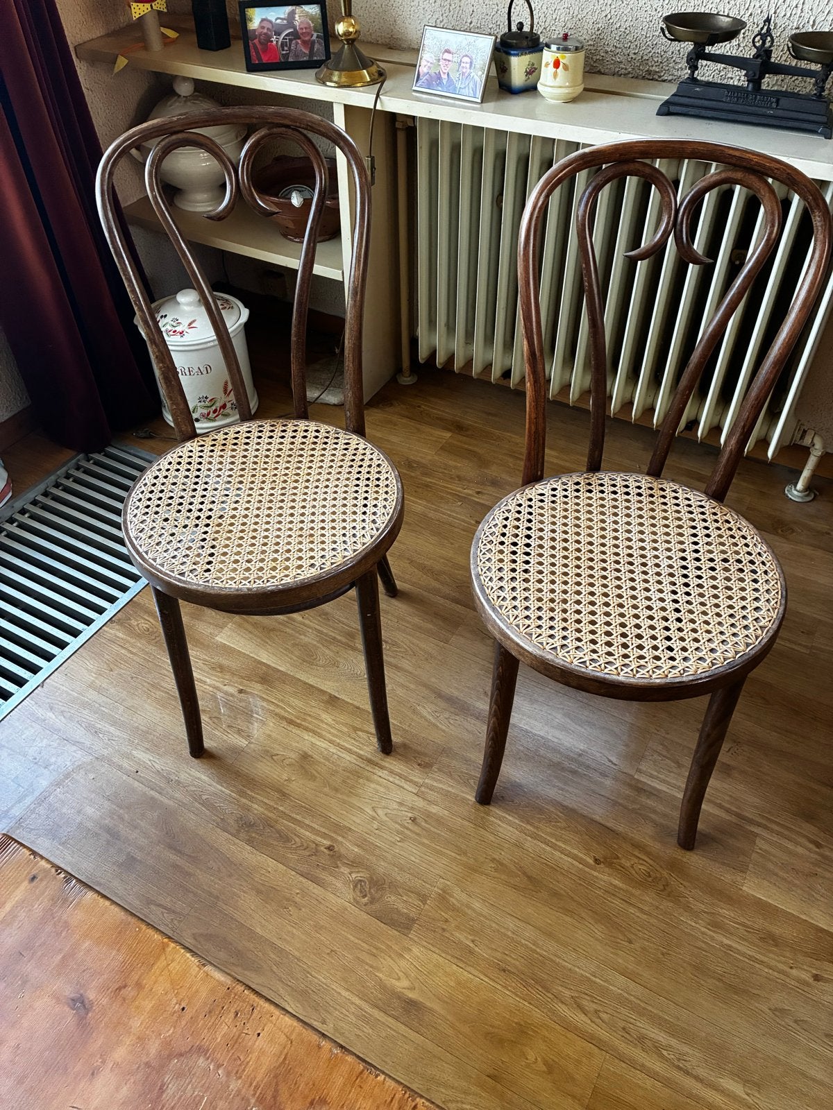 Set van 2 Thonet stoelen met rotan zitting + 1, Ophalen of Verzenden