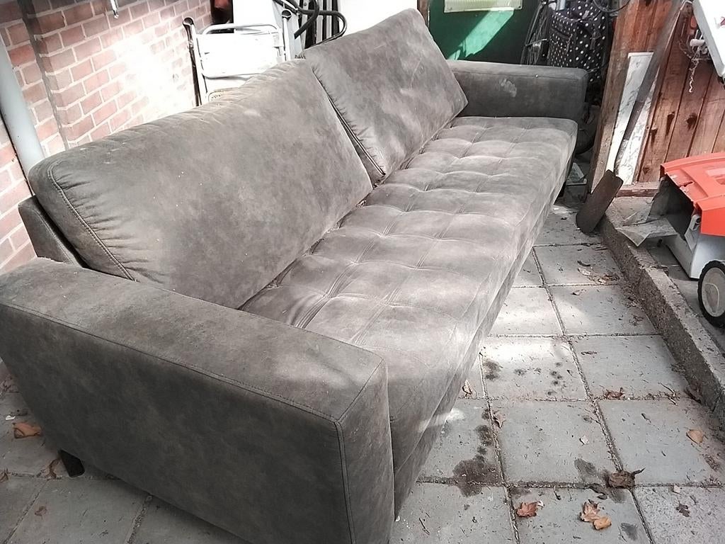 Grote grijze stoffen bank - Comfortabel en ruim, Ophalen, Modern, Comfortabel, Gebruikt, 75 tot 100 cm