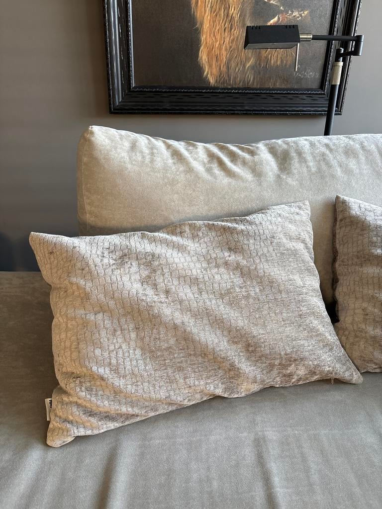 Velours Kussens Taupe - Zacht en Stijlvol HKliving, Huis en Inrichting, Woonaccessoires | Kussens, Ophalen of Verzenden, Zo goed als nieuw