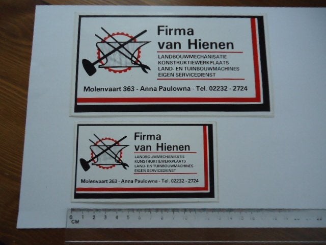 sticker oud VAN HIENEN Anna Paulowna landbouw tuinbouw mach, Verzenden, Zo goed als nieuw, Bedrijf of Vereniging