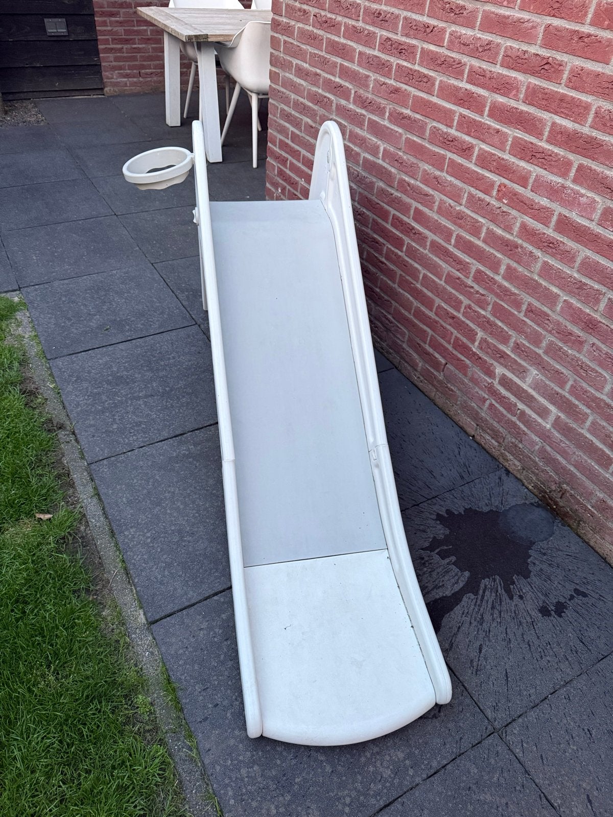 Witte kinder glijbaan met basketbalring, Kinderen en Baby's, Ophalen of Verzenden, Gebruikt, Glijbaan