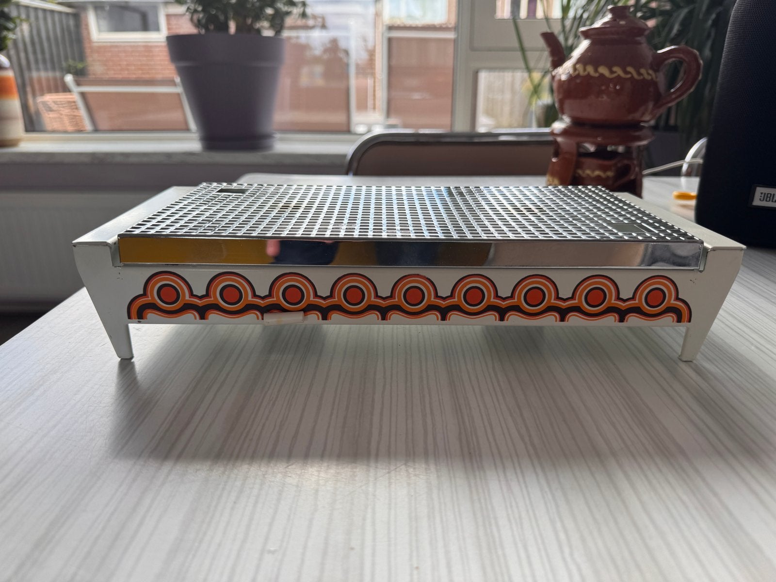 Vintage Rechaud/Warmhoudplaat met Retro Design, Antiek en Kunst, Ophalen of Verzenden