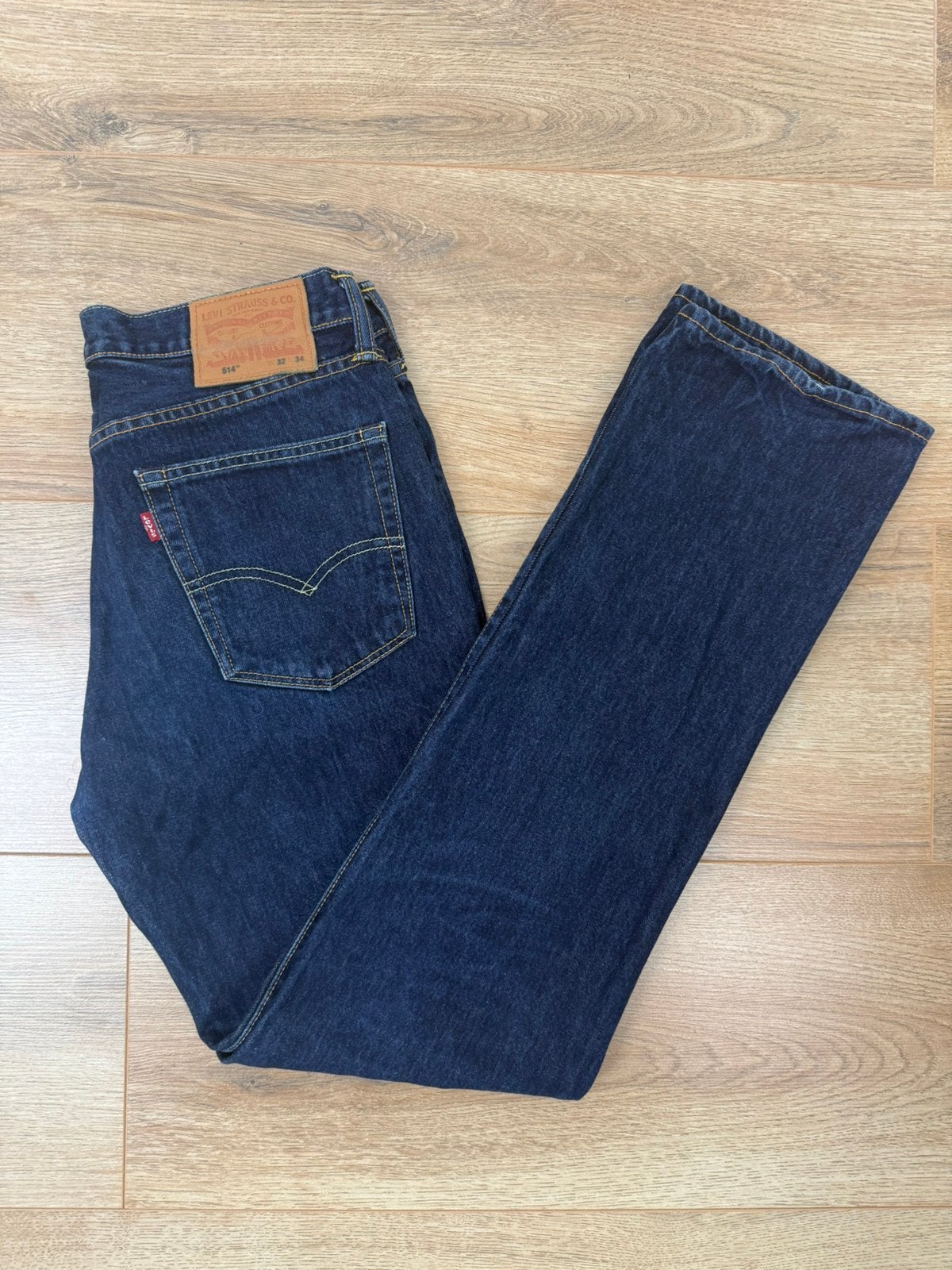 Levi’s 514 Jeans Straight Donkerblauw W32 L34, Ophalen of Verzenden, Zo goed als nieuw, Blauw, W32 (confectie 46) of kleiner
