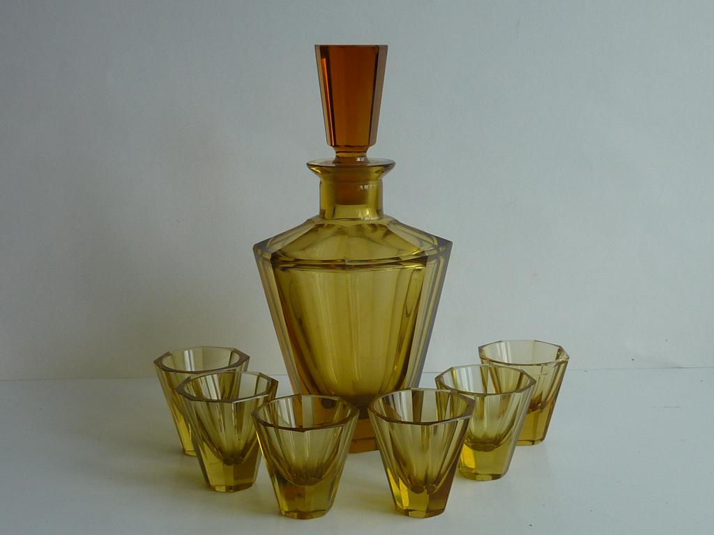 Likeurset, Jaren 30/40, Boheems glas, 1925, Art Deco, Ophalen of Verzenden
