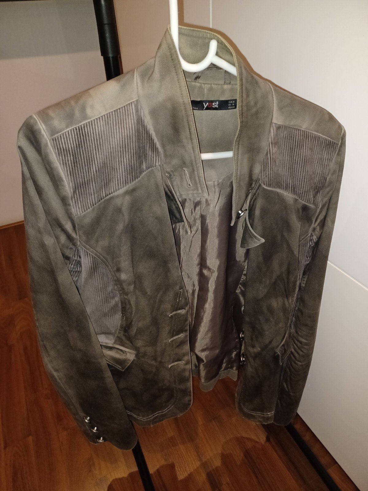 Yest suède-look jasje maat 38/40 (M), Maat 38/40 (M), Ophalen of Verzenden, Grijs, Gedragen
