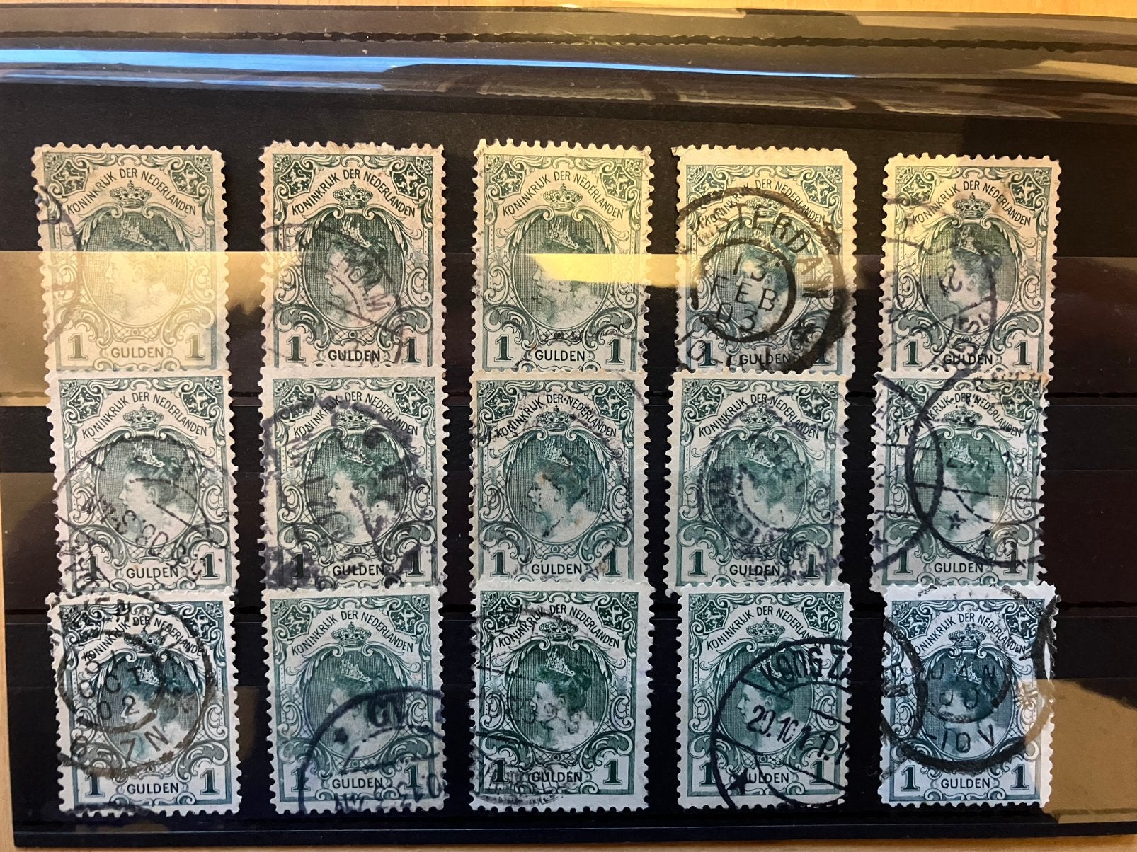 Nederland 15 maal 1 gulden Wilhelmina groen, Ophalen of Verzenden
