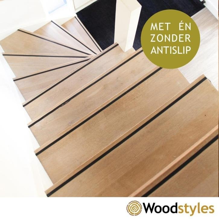 Massief eiken overzet traptreden | Houten trap | Antislip, Niet ingevuld, Verzenden, Trap, Niet ingevuld