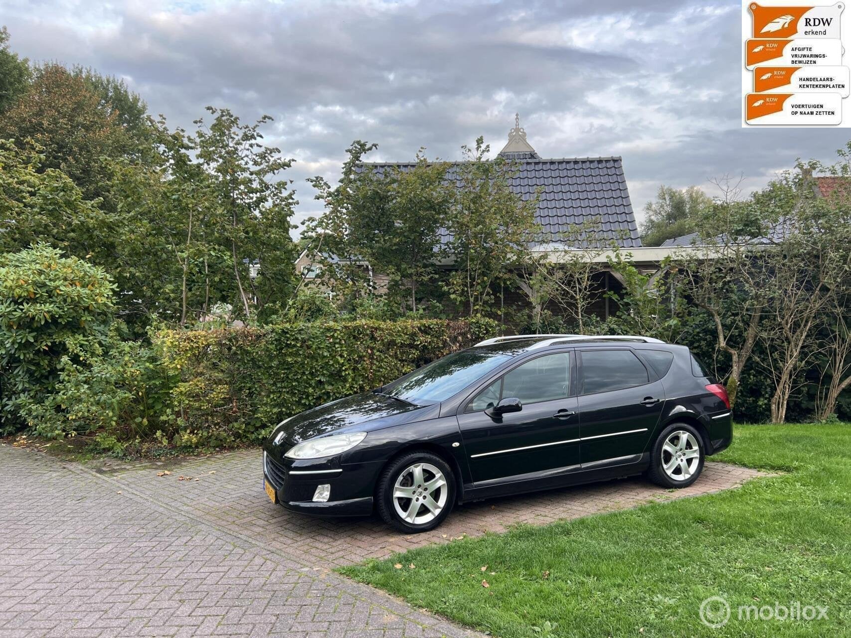 unieke Peugeot 407 SW 3.0-24V V6 Féline Aut 2007 full optio, Auto's, Gebruikt, Zwart, Verwarmde buitenspiegels, 2947 cc