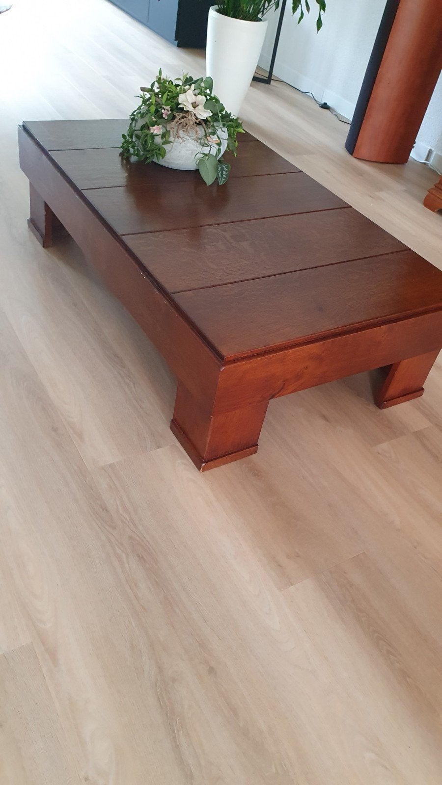 Mooie Natuzzi salontafel, Ophalen, Gebruikt, 100 tot 150 cm, Eikenhout