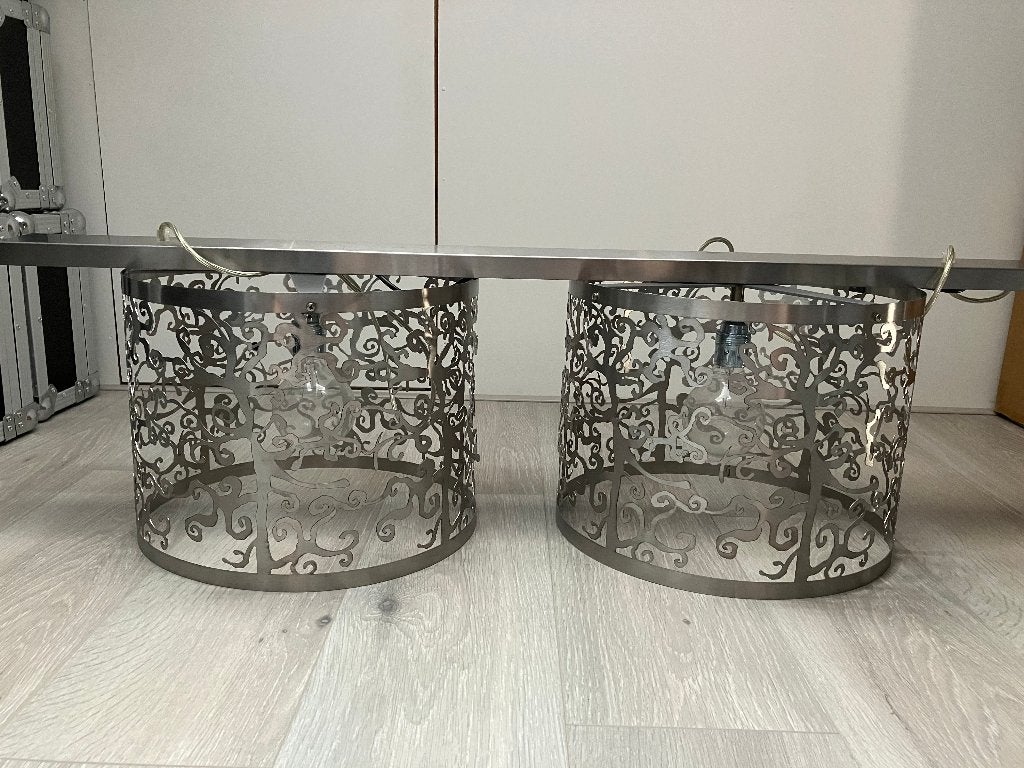 Hanglamp met twee lampenkappen van het merk Ztahl, Ophalen, Overige materialen, Gebruikt, Overige fittingen