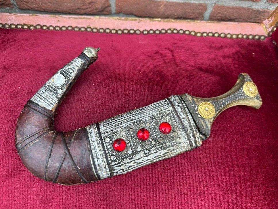 Oude Oosterse Kandjar Dolk - Omani Dagger met schede, Ophalen of Verzenden, Overige soorten, Overige gebieden, Mes of Dolk