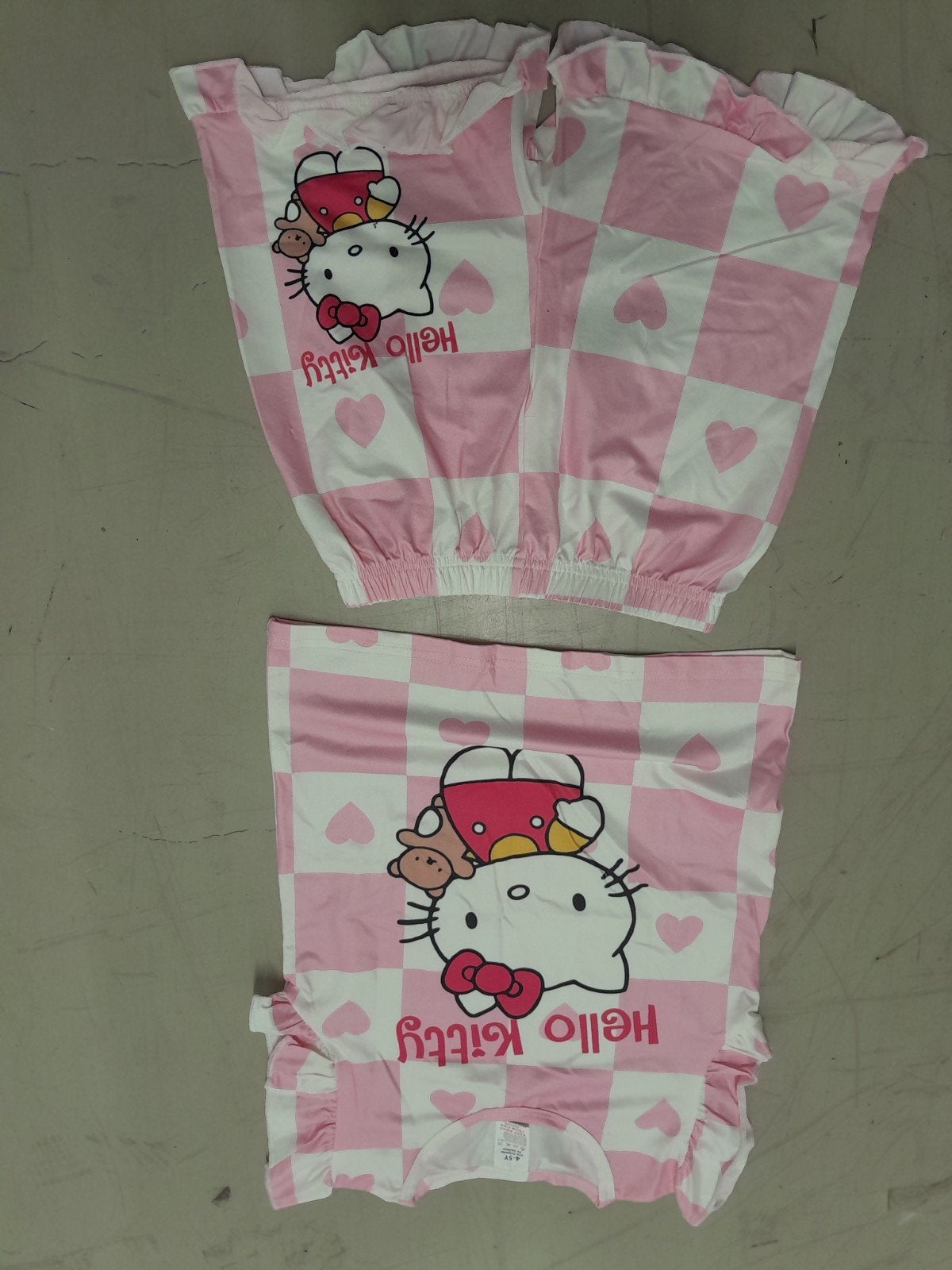 Hello Kitty Pyjama Set Roze/Wit Geruit, Ophalen of Verzenden, Nieuw, Hello Kitty, Meisje
