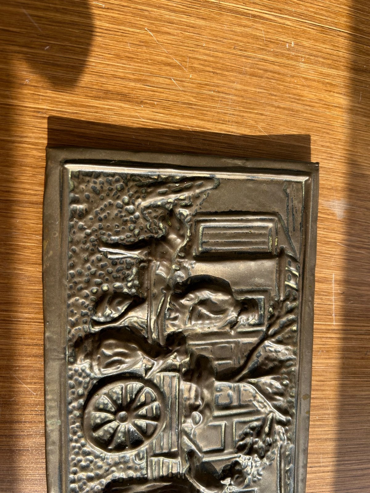 Vintage koperen reliëf wanddecoratie, hollands tafereel, Ophalen
