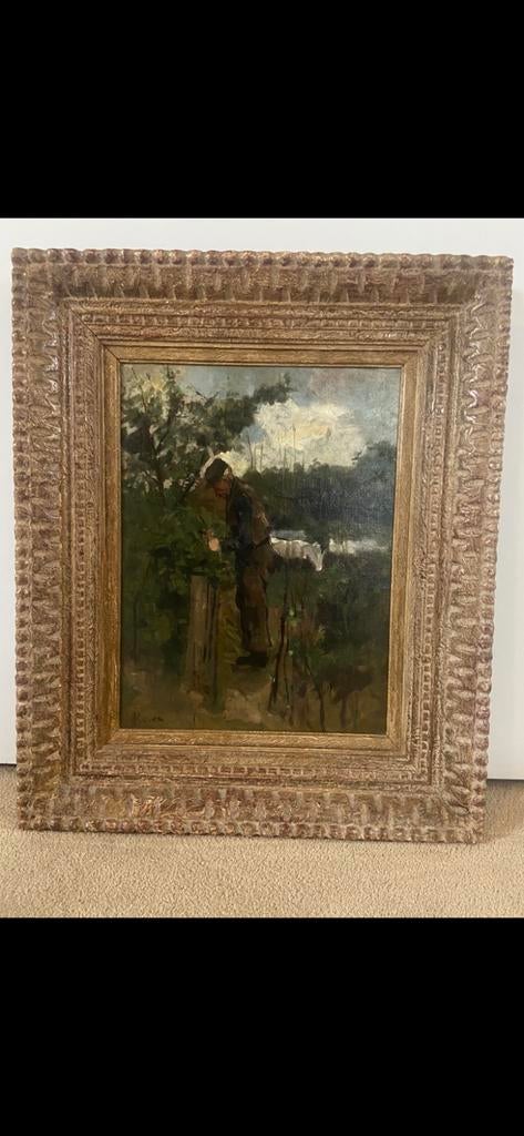 Hein Kever 1864-1922 olieverf op doek gesigneerd 49x59 cm, Ophalen