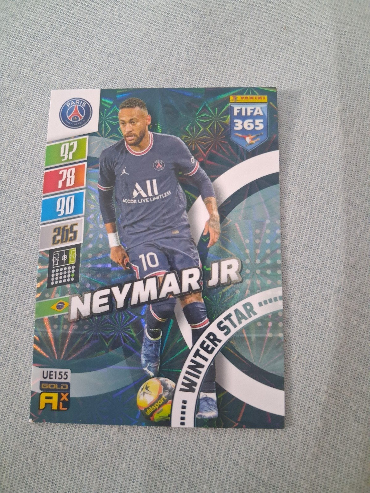 Panini Adrenalyn XL FIFA 365 Neymar Jr. Winter Star kaart, Ophalen of Verzenden, Zo goed als nieuw, Buitenlandse clubs, Spelerskaart