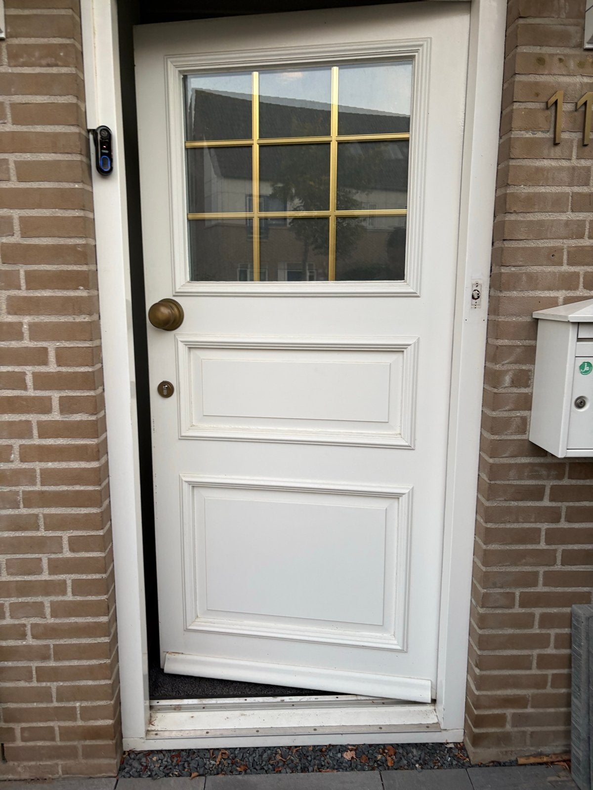 Witte Buitendeur (voordeur) met Glas en Paneeldetails, Ophalen, Gebruikt, 80 tot 100 cm, Buitendeur