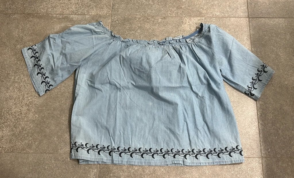 Liberty Island lichtblauwe blouse met print, Blauw, Maat 46/48 (XL) of groter, Liberty Island, Ophalen of Verzenden