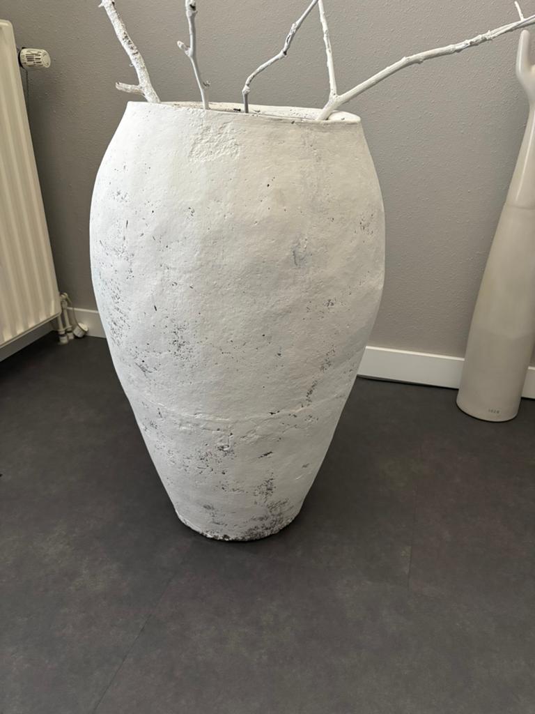 Witte oude xl kruik uit India, Ophalen, Steen, Wit, Zo goed als nieuw