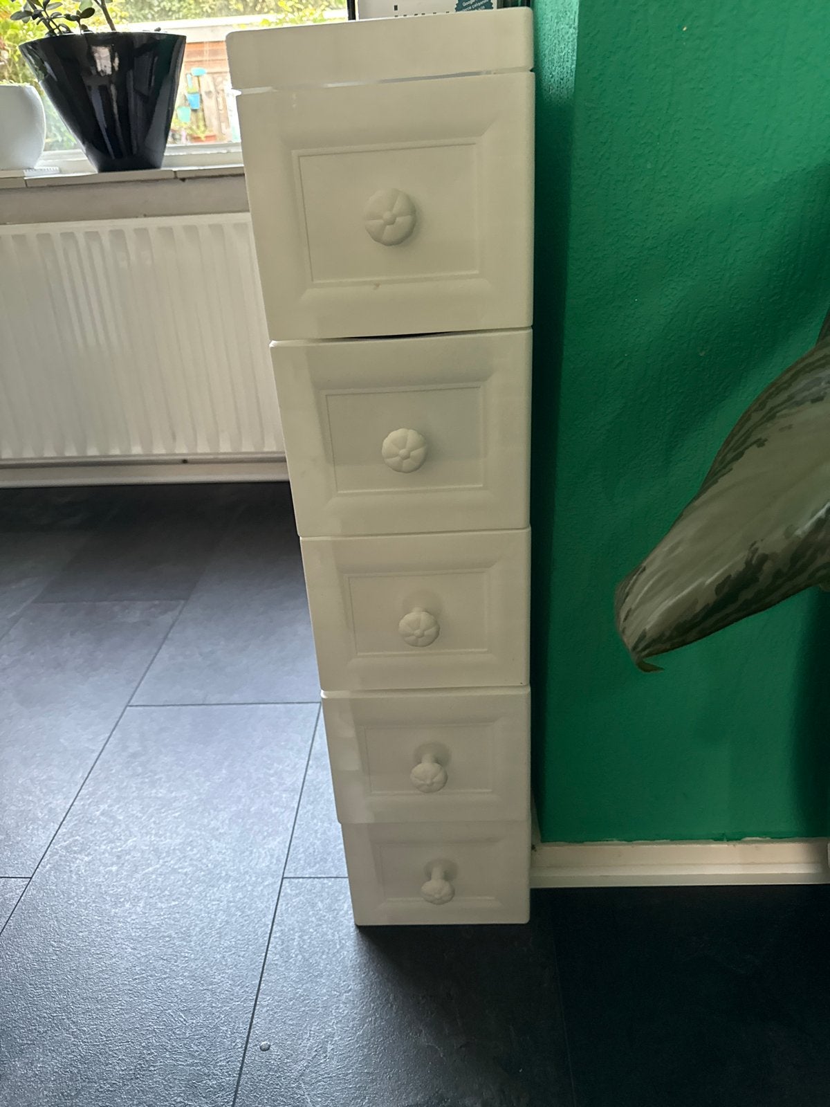 Witte ladekast met 5 laden - 77x18x32 cm, Minder dan 50 cm, Gebruikt, 5 laden of meer, Ophalen of Verzenden