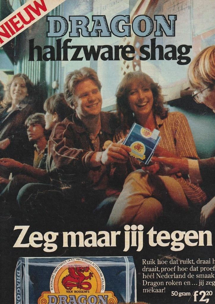 Retro reclame 1979 Dragon shag tabak uit het drakenpakje, Verzenden, Overige typen