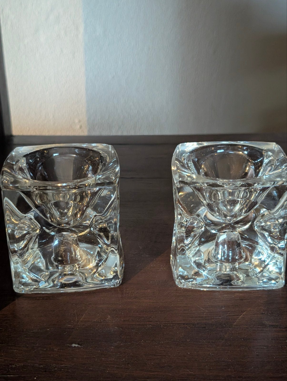 Glazen kandelaars kubus - Set van 2, 7 cm, Onbekend, Ophalen of Verzenden, Onbekend