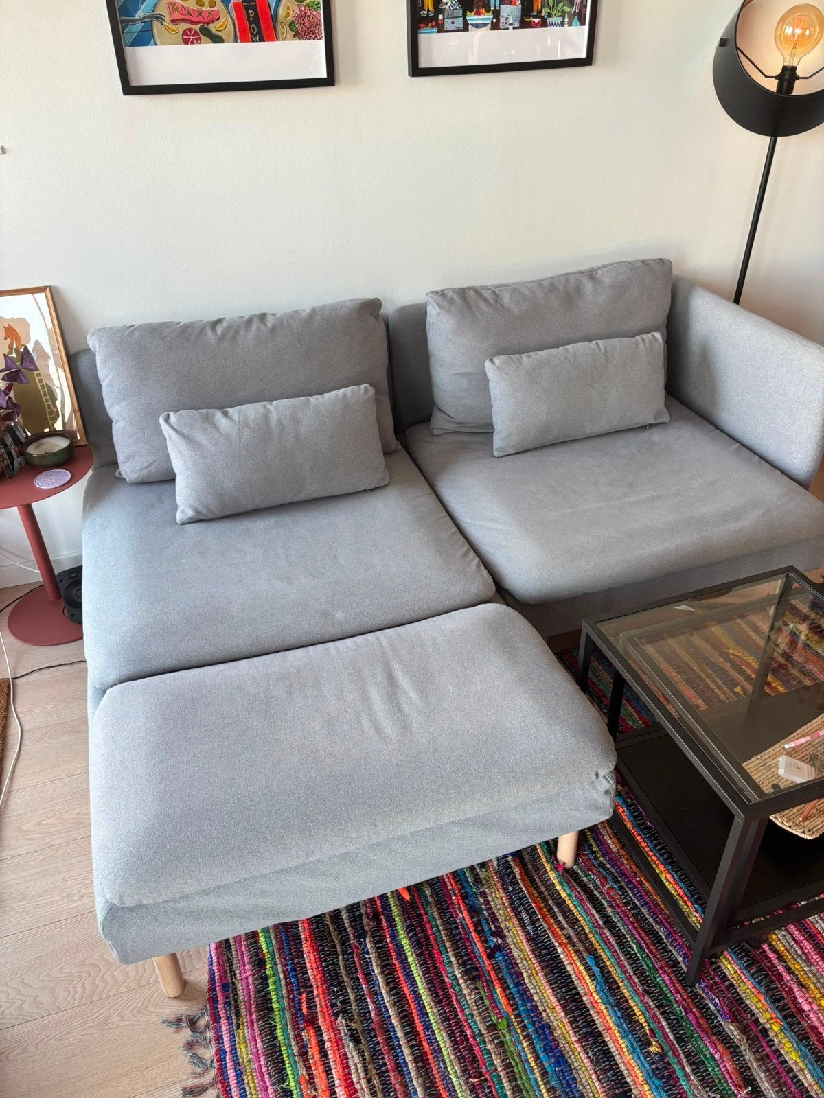 IKEA SÖDERHAMN 2-zitsbank met chaise longue - Tonerud grijs, Ophalen, Gebruikt, 100 tot 125 cm, 150 tot 200 cm