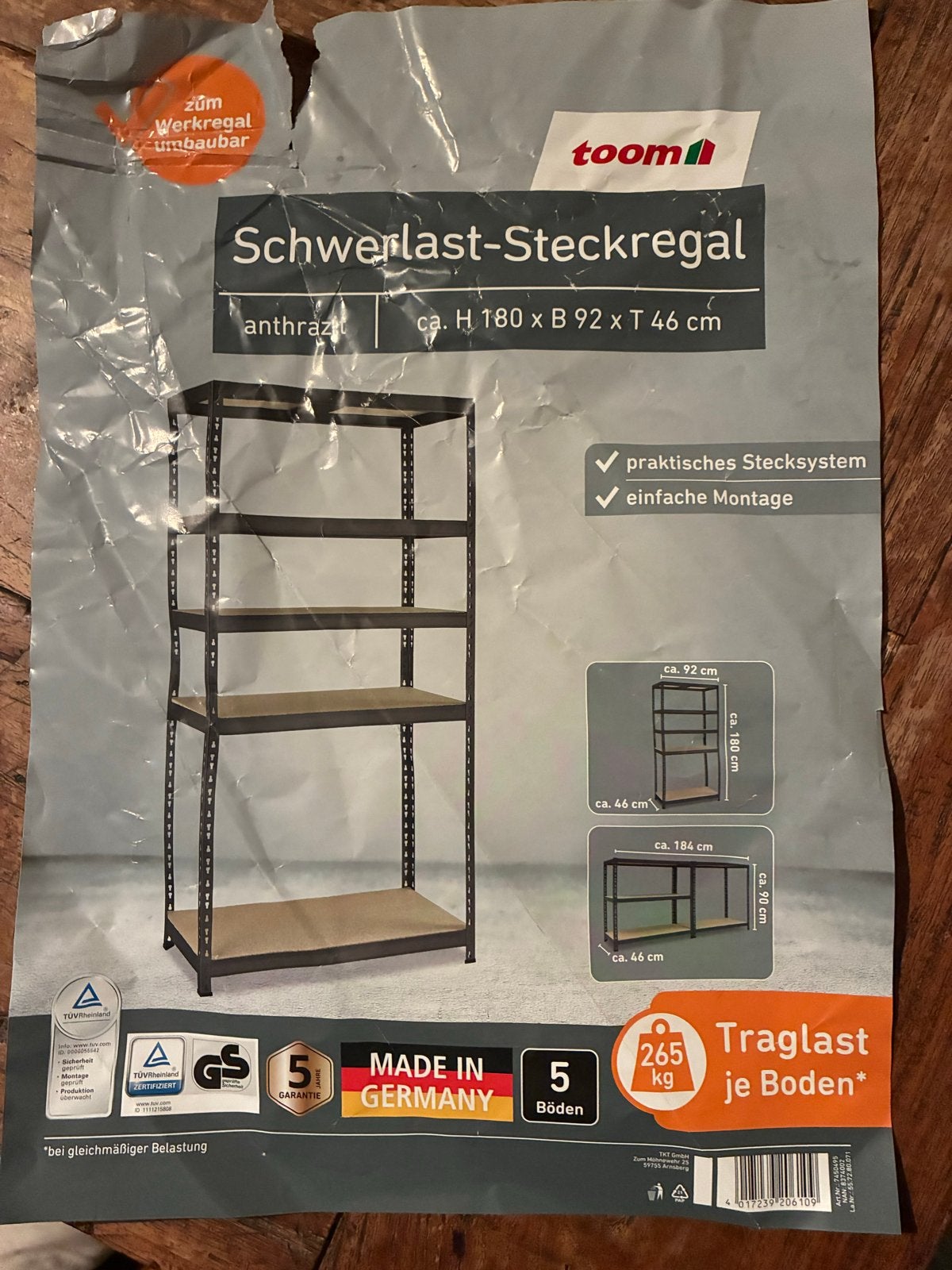 Stellingkast Toom Schwerlast-Steckregal - Antraciet, Ophalen, Nieuw
