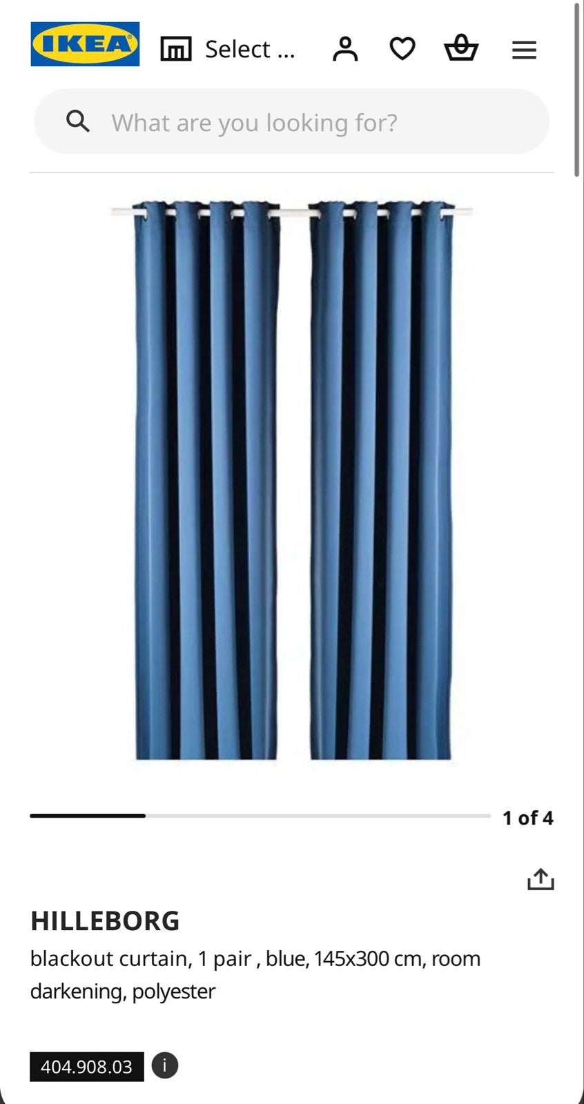 Gordijnen IKEA HILLEBORG verduisterend, blauw, 145x300 cm, Ophalen, Zo goed als nieuw, Gordijn, Polyester