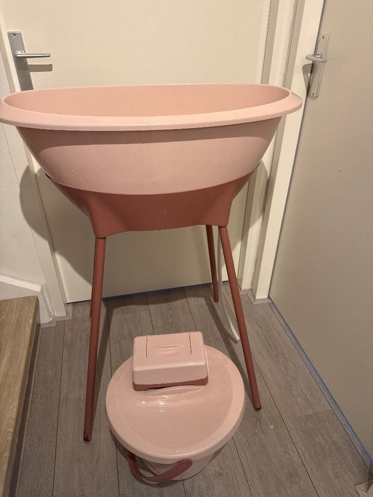 Luma kinderbadje met emmer en doekjeshouder oud roze, Ophalen, Gebruikt, Badje, Overige merken