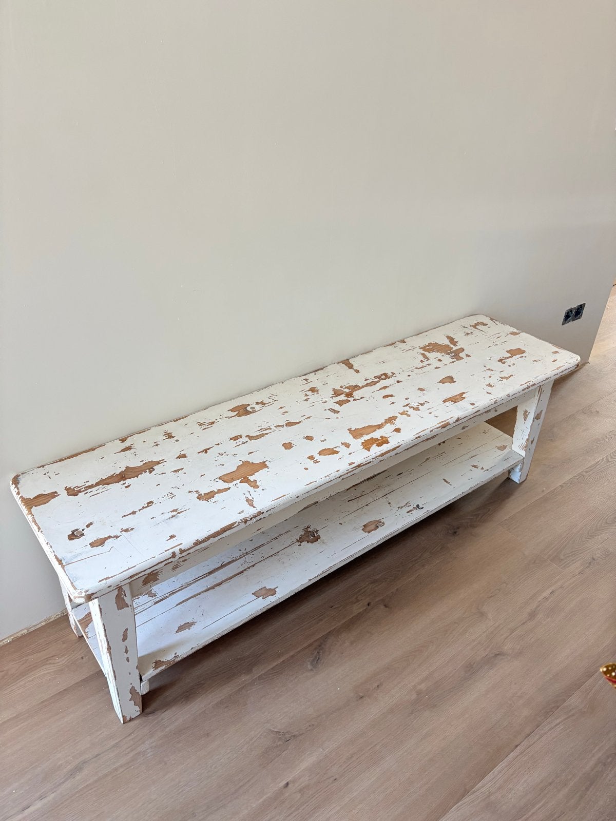 Mooi stevig houten bankje 156x41x48 cm, Ophalen