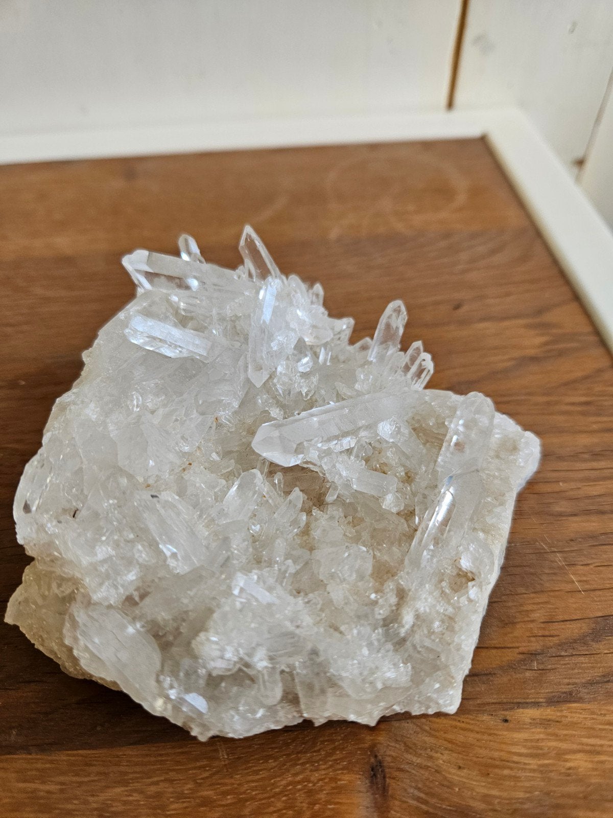 Edelsteen Bergkristal cluster doorzichtige punten AFGEPRIJSD, Ophalen of Verzenden