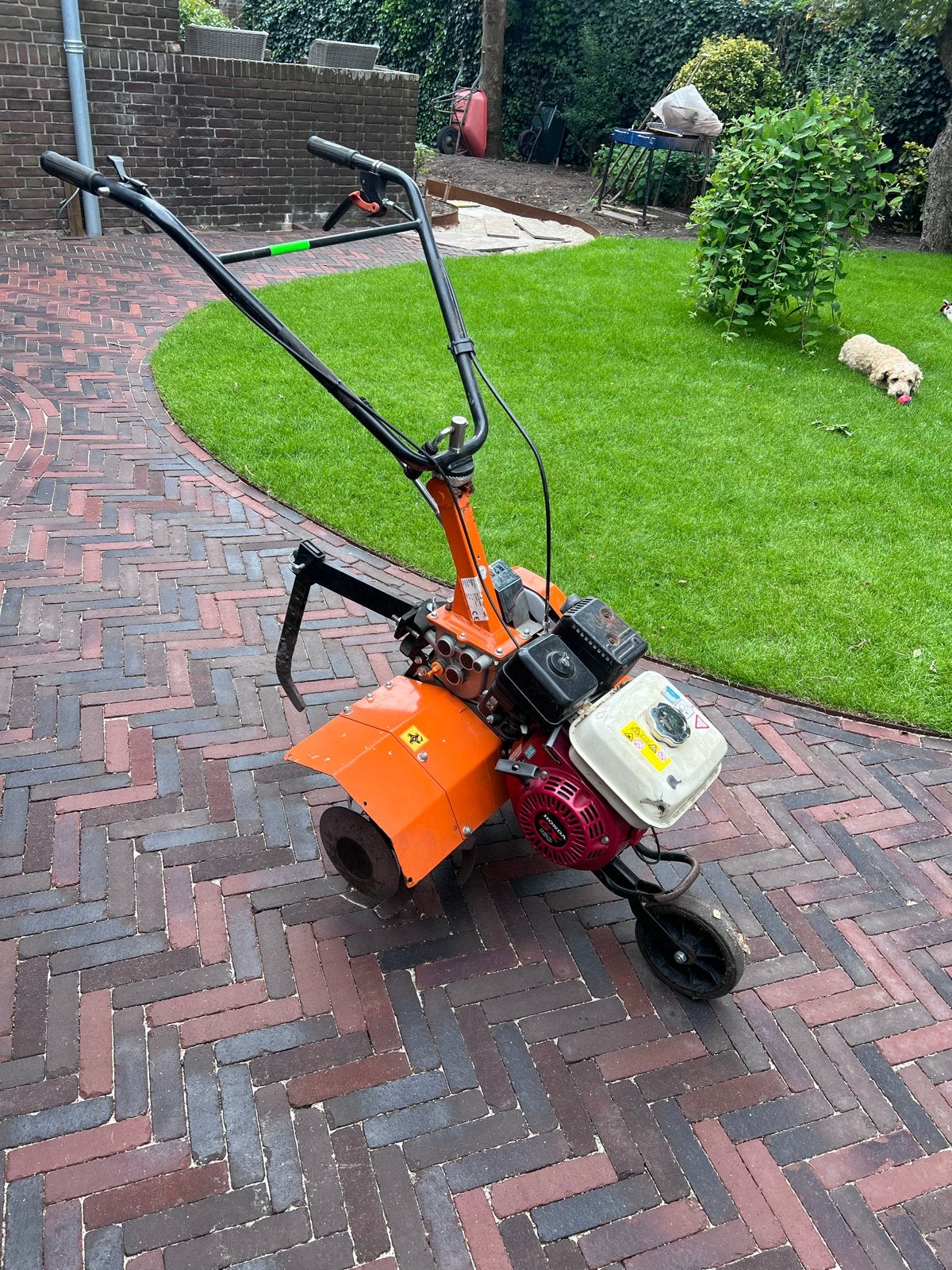 Grondfrees ploeg met Honda GX160 benzine motor, Ophalen