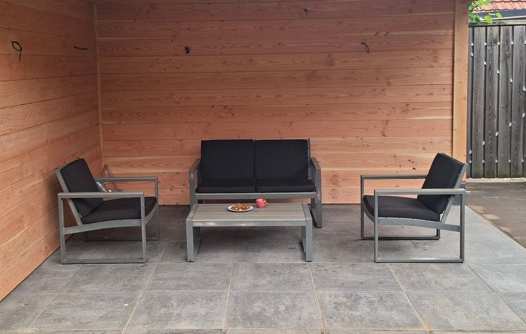 Tuinset 4-delig antraciet, Tuin en Terras, Ophalen, 4 zitplaatsen, Gebruikt, Aluminium