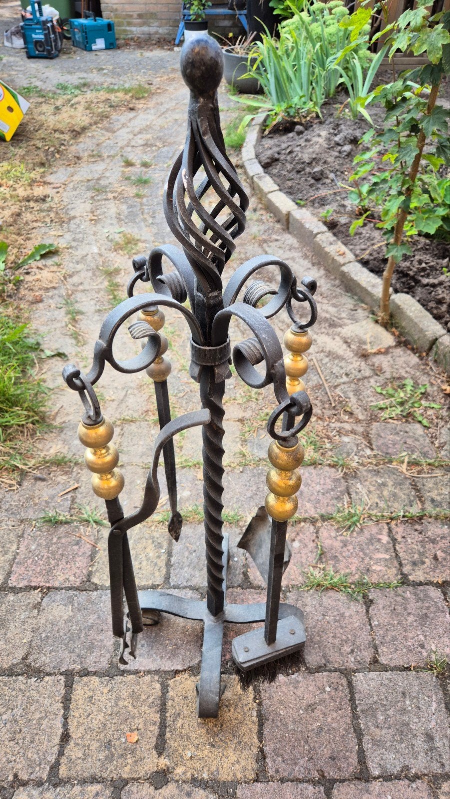 Openhaard gereedschap set - 83,5 cm hoog, Verzenden, Gebruikt, Vrijstaande haard, Houthaard