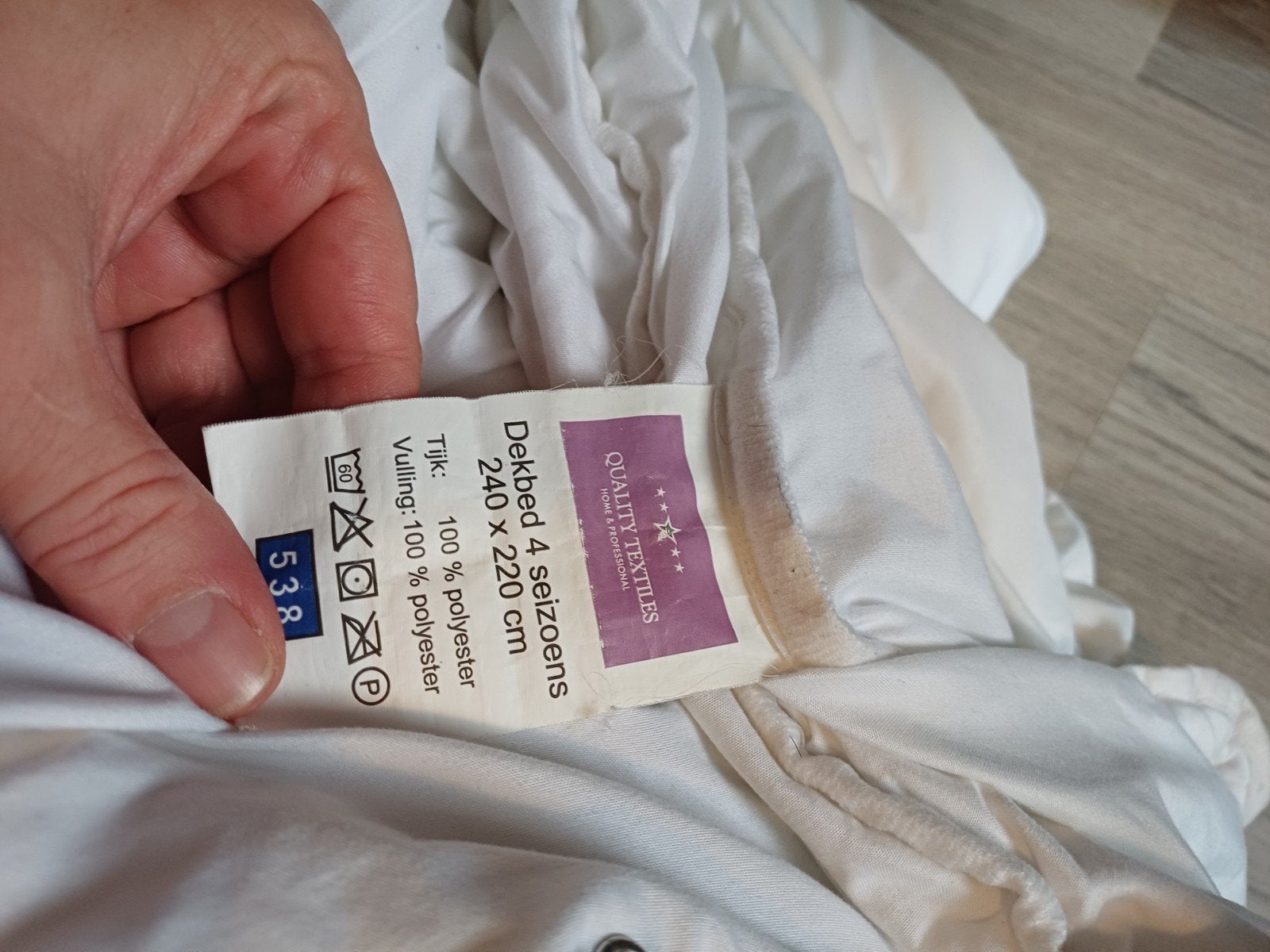 Dekbed 4 seizoenen 240x220 cm - Quality Textiles, Ophalen, Gebruikt, Lits-jumeaux, Wit