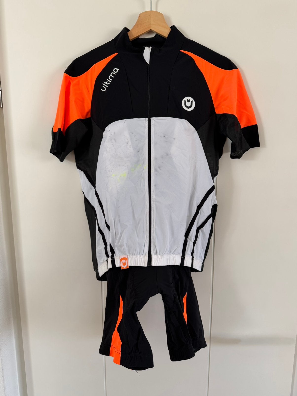 Fietssetje Fietsbroek+shirt Ultima Maat L  Zwart/Oranje, Ophalen of Verzenden, Zo goed als nieuw, L, Dames